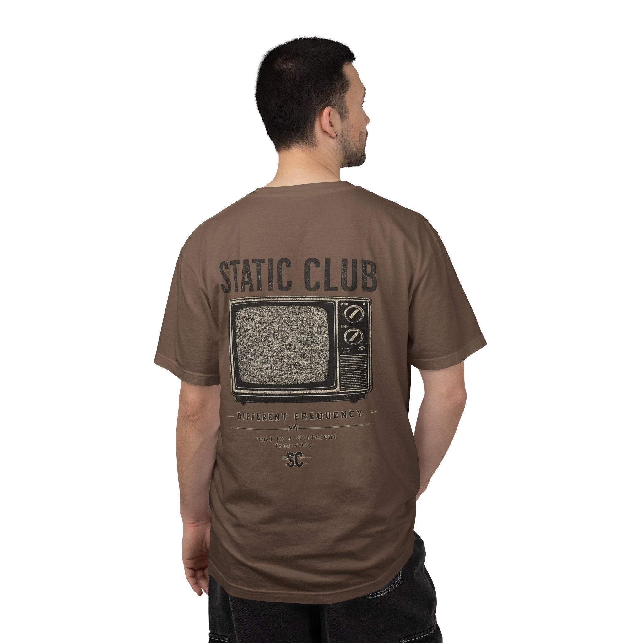 Static Club Vintage TV Screen T-Shirt | Retro Noise Graphic