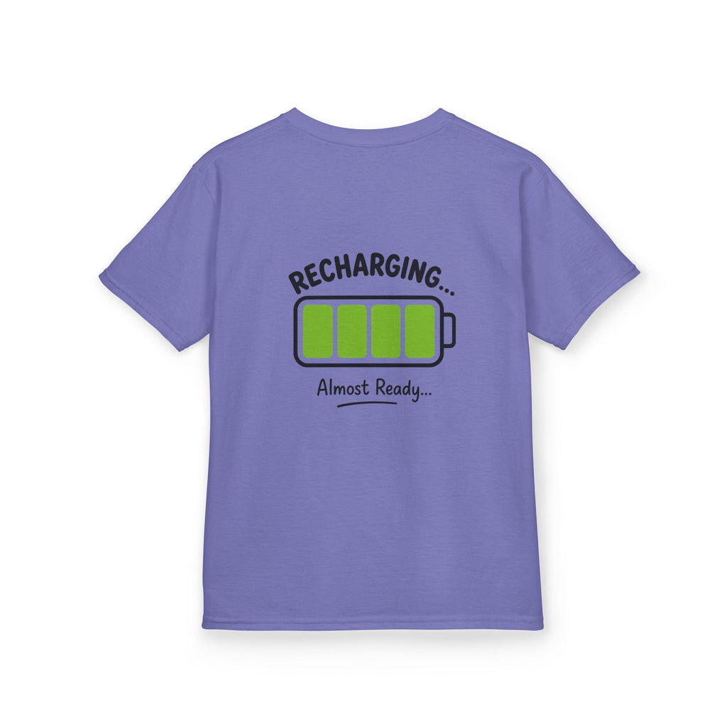 Kids T-Shirt – "Recharging... Almost Ready" Battery Graphic