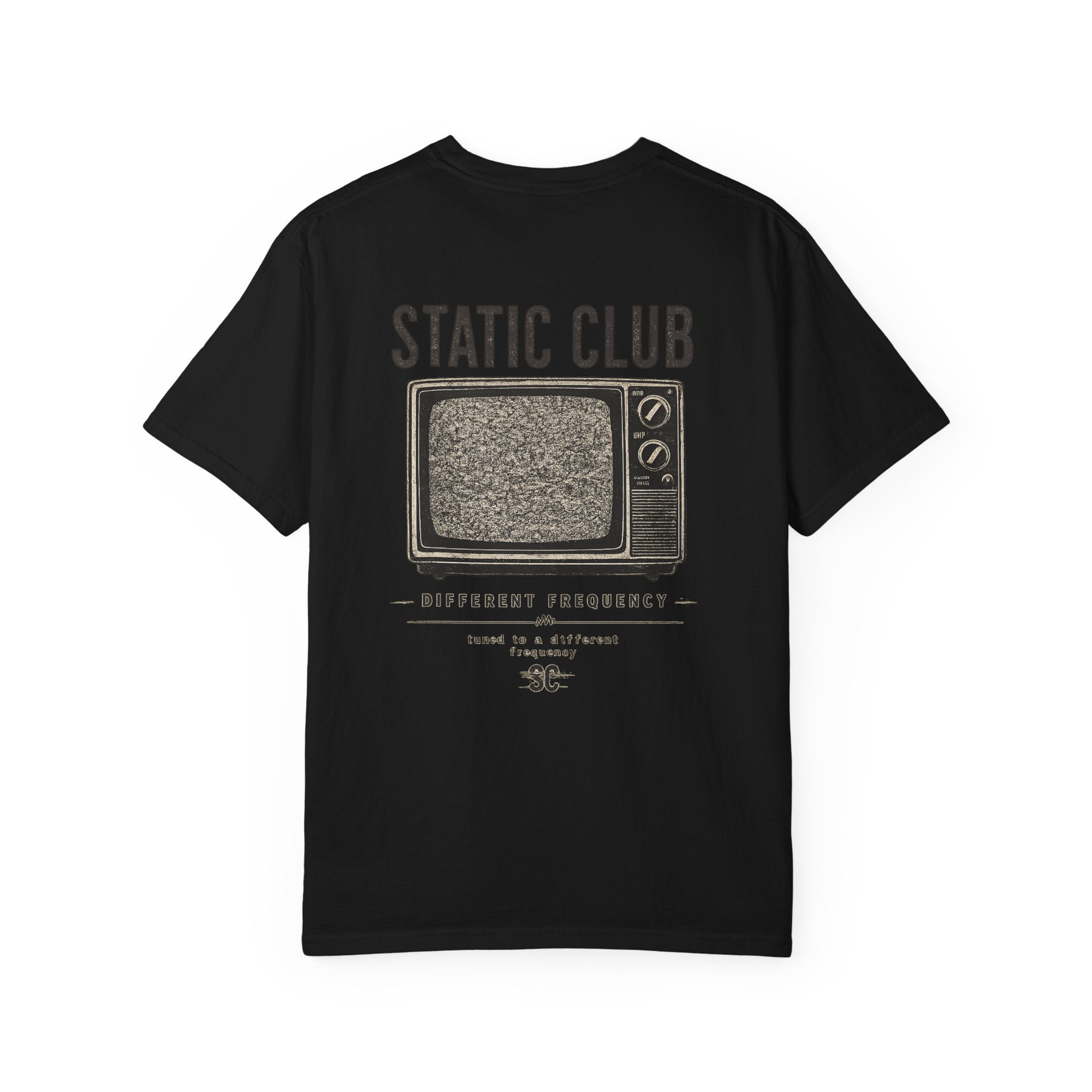 Static Club Vintage TV Screen T-Shirt | Retro Noise Graphic