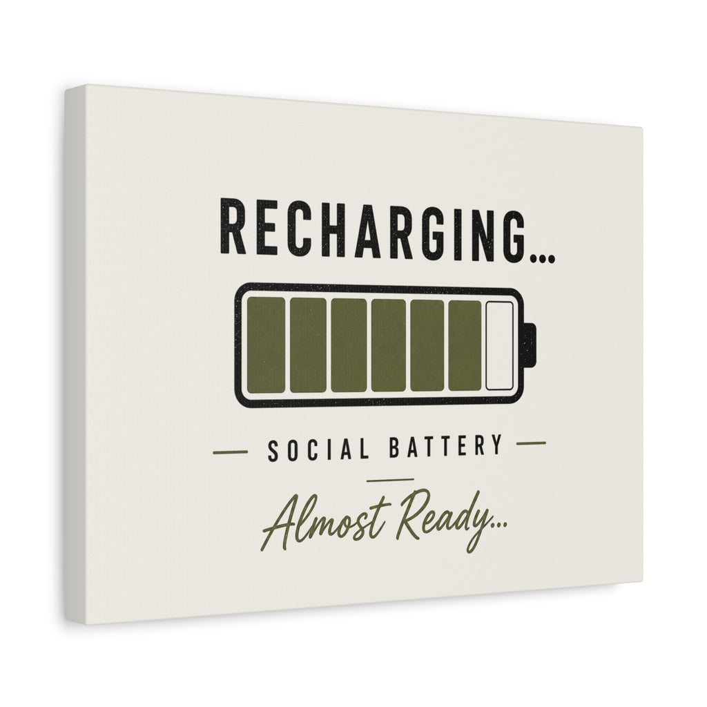 Recharging Social Battery Canvas Wall Art | Minimalist Neutral Wall Décor | STATIC CLUB