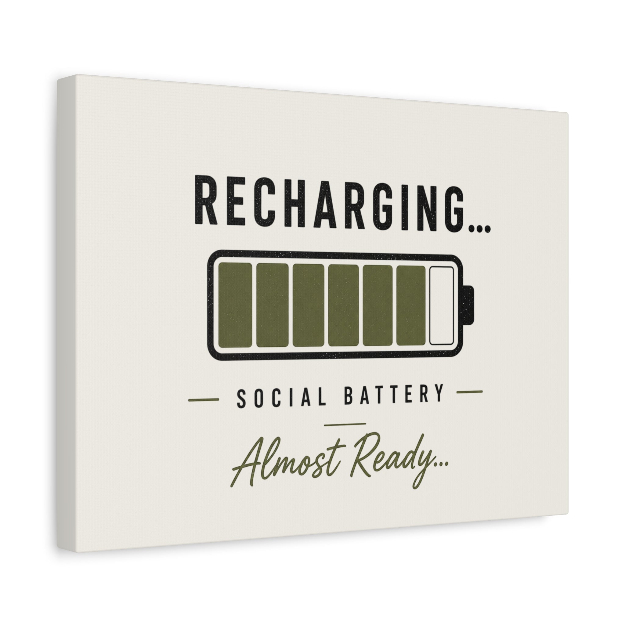 Recharging Social Battery Canvas Wall Art | Minimalist Neutral Wall Décor | STATIC CLUB