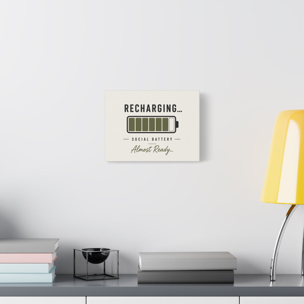 Recharging Social Battery Canvas Wall Art | Minimalist Neutral Wall Décor | STATIC CLUB
