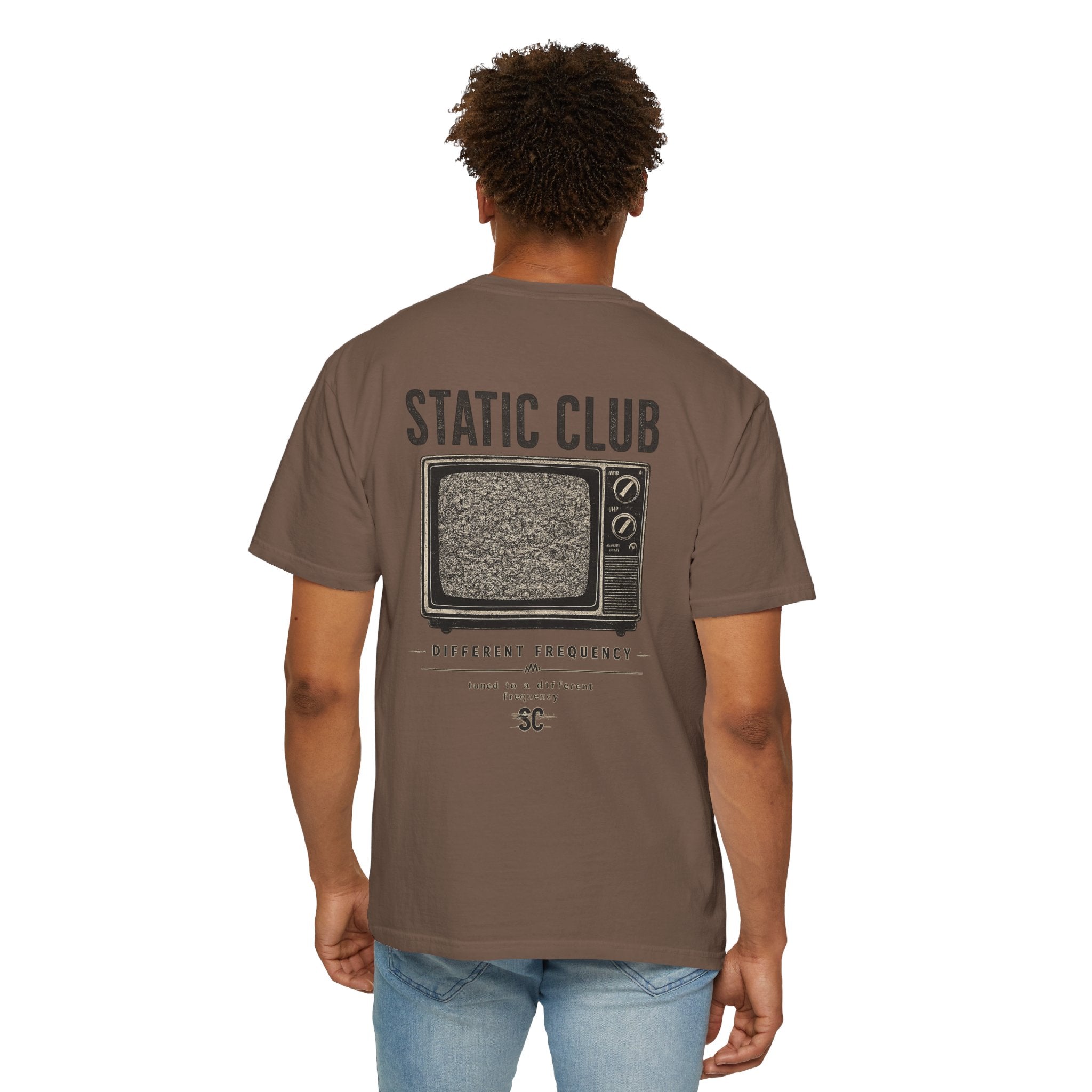 Static Club Vintage TV Screen T-Shirt | Retro Noise Graphic