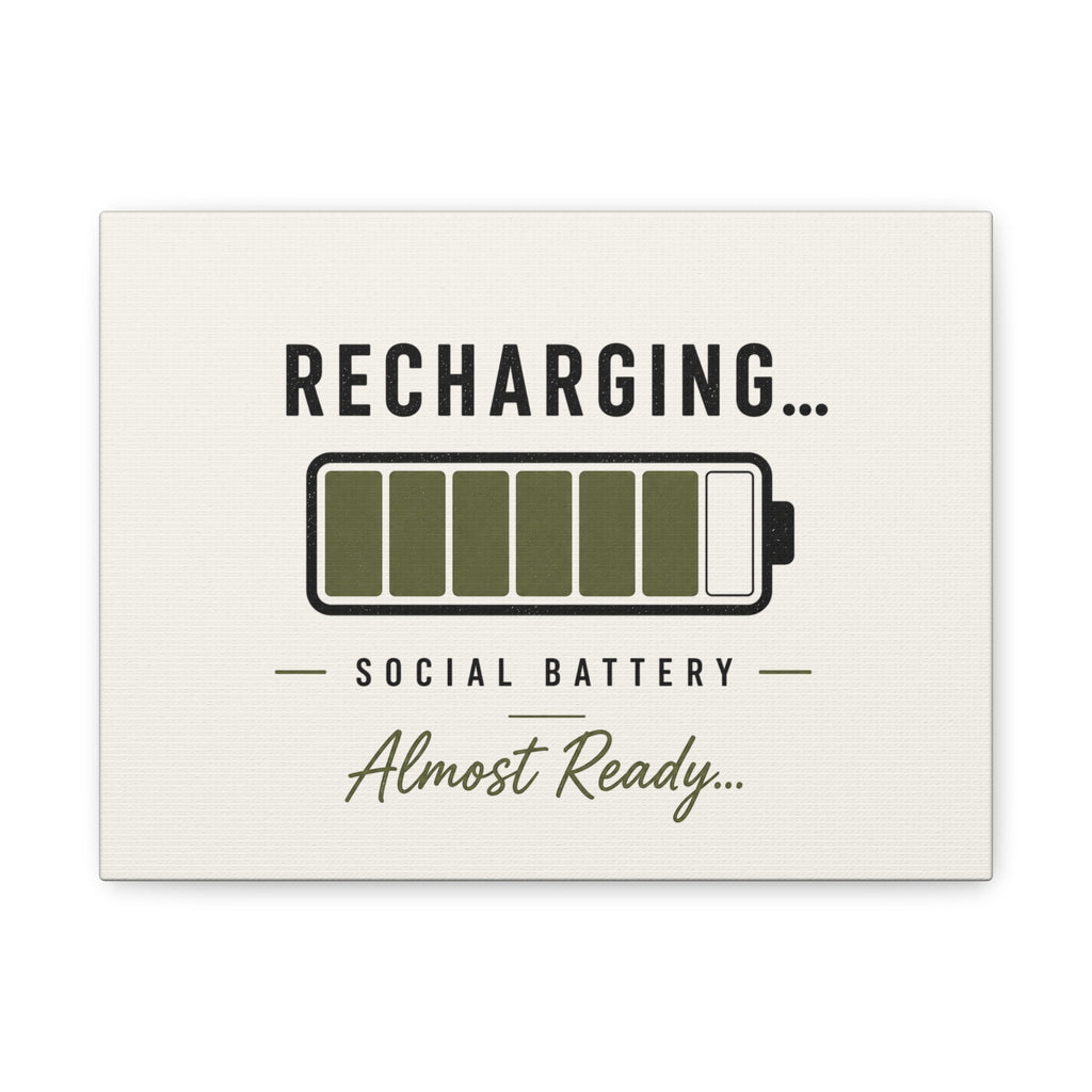 Recharging Social Battery Canvas Wall Art | Minimalist Neutral Wall Décor | STATIC CLUB