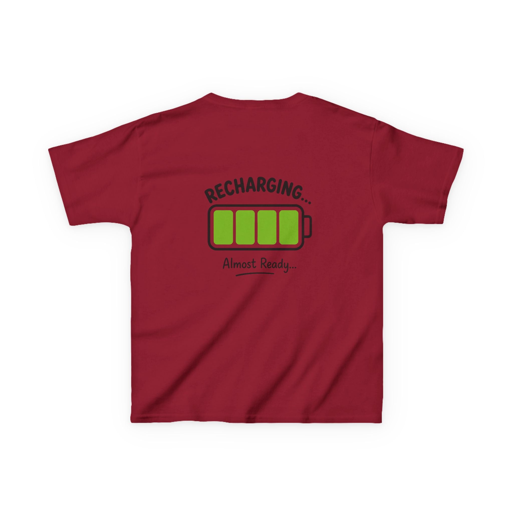 Kids T-Shirt – "Recharging... Almost Ready" Battery Graphic