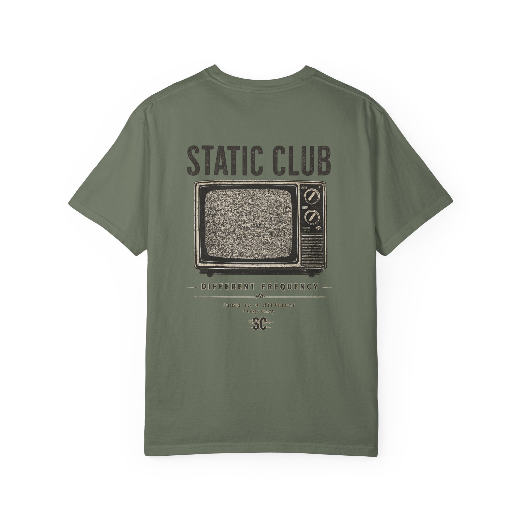 Static Club Vintage TV Screen T-Shirt | Retro Noise Graphic