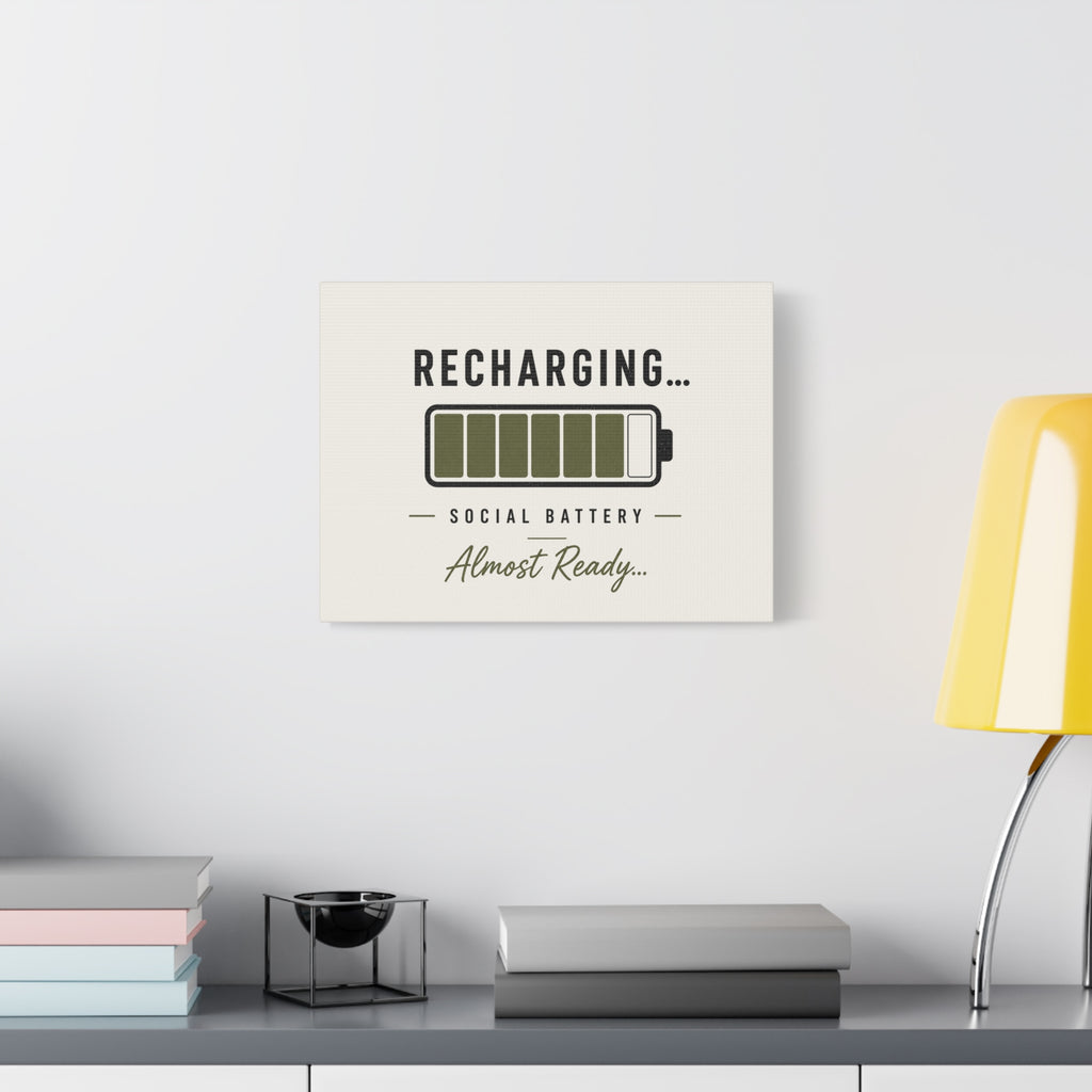 Recharging Social Battery Canvas Wall Art | Minimalist Neutral Wall Décor | STATIC CLUB