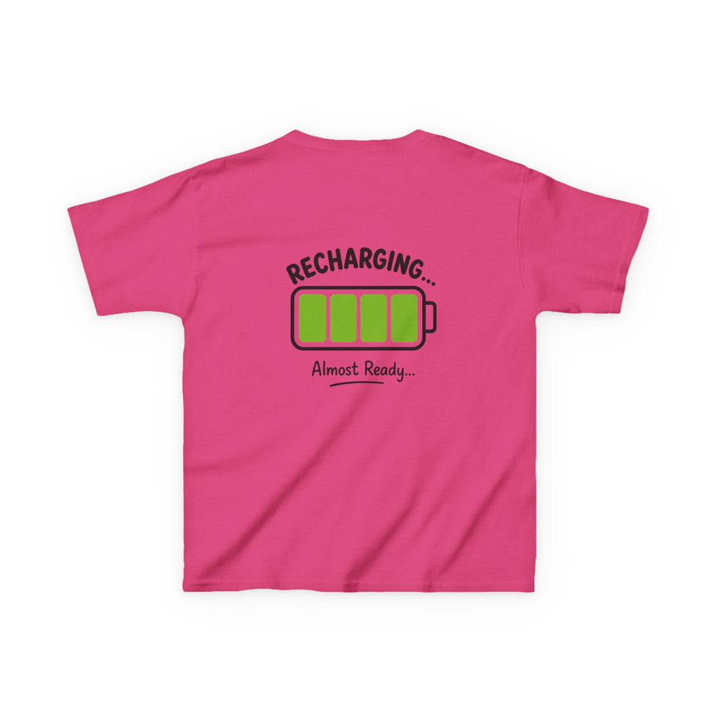 Kids T-Shirt – "Recharging... Almost Ready" Battery Graphic