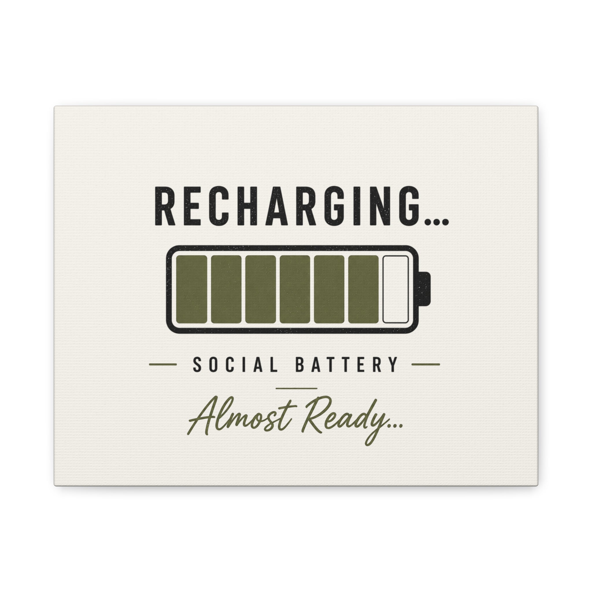 Recharging Social Battery Canvas Wall Art | Minimalist Neutral Wall Décor | STATIC CLUB