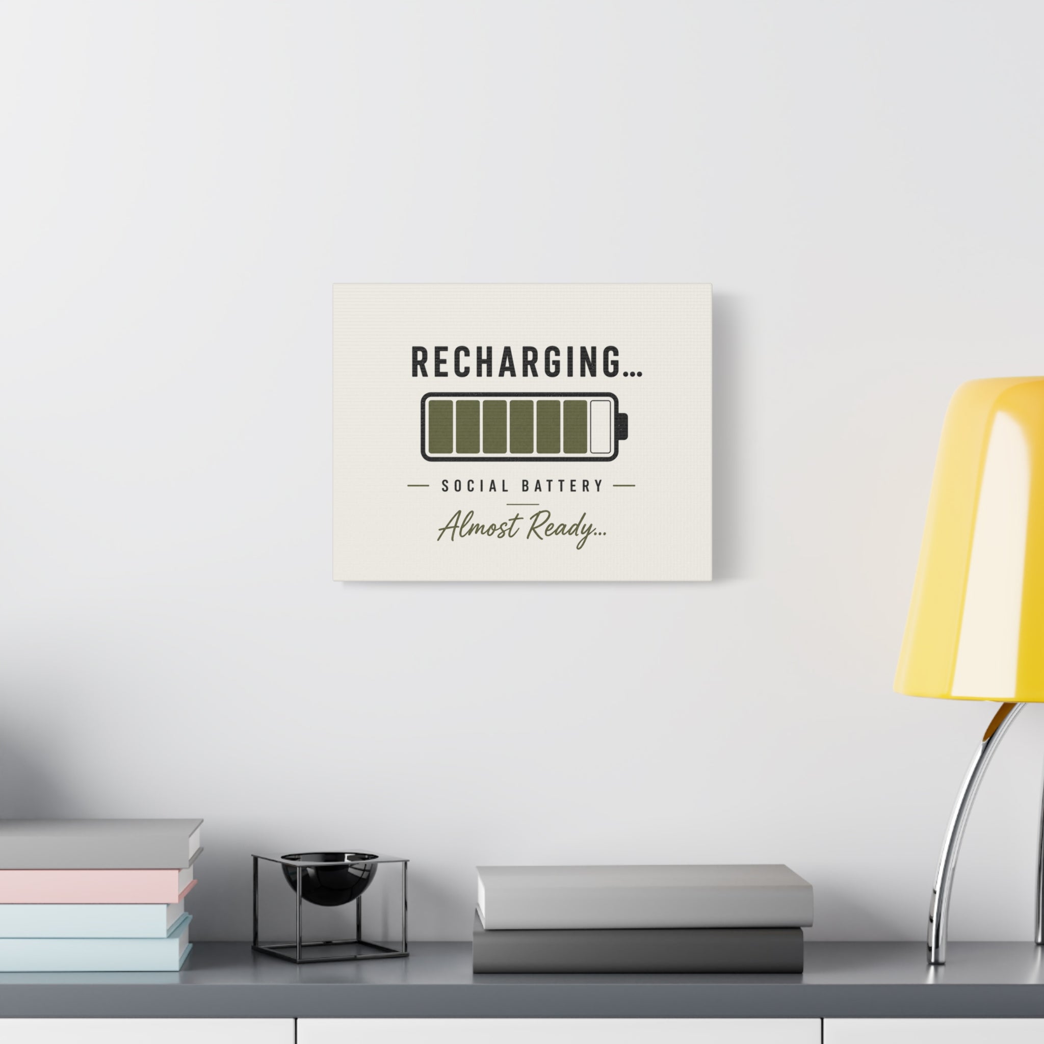 Recharging Social Battery Canvas Wall Art | Minimalist Neutral Wall Décor | STATIC CLUB