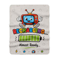Sherpa Blanket — "Recharging... Almost Ready" Cute Retro TV Design
