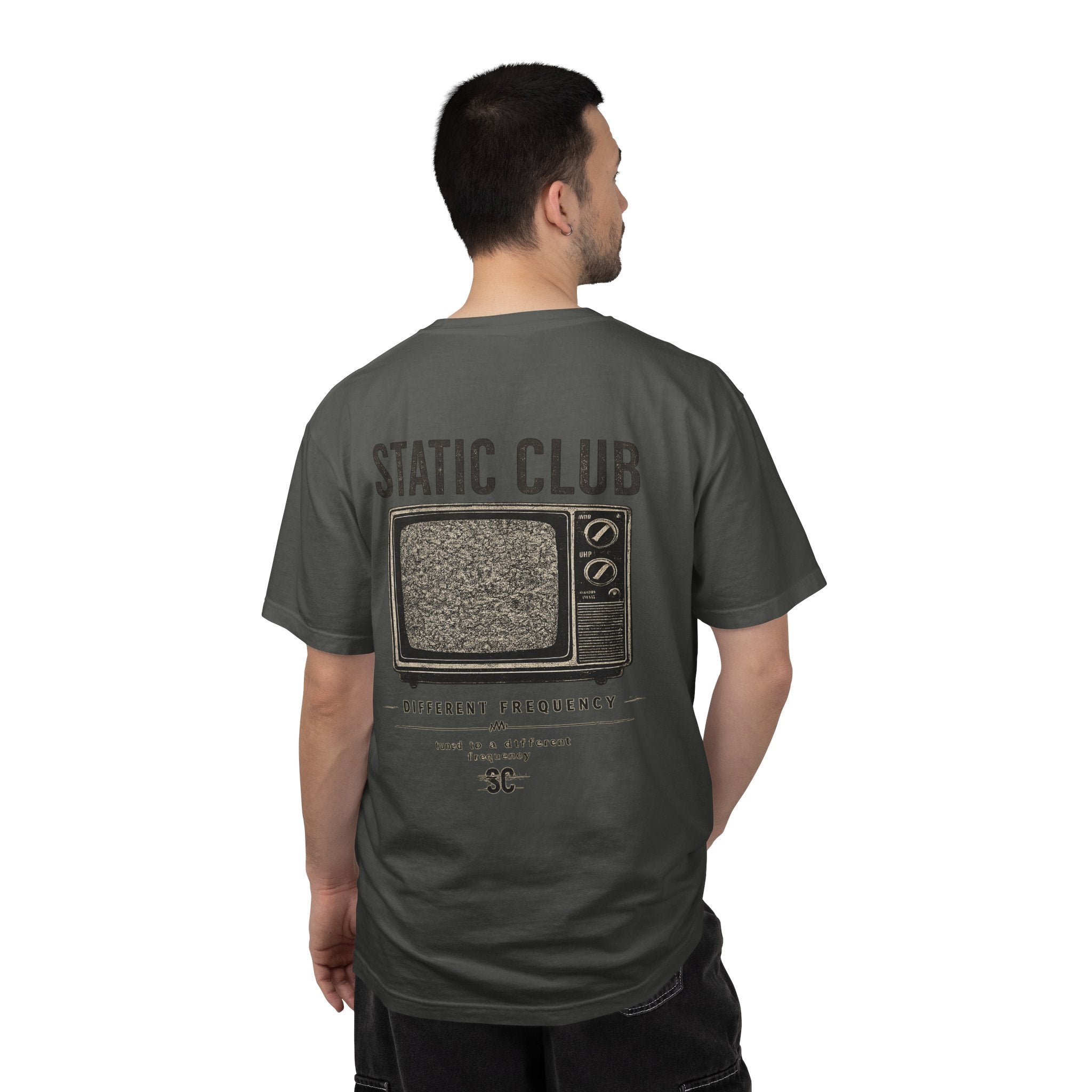 Static Club Vintage TV Screen T-Shirt | Retro Noise Graphic