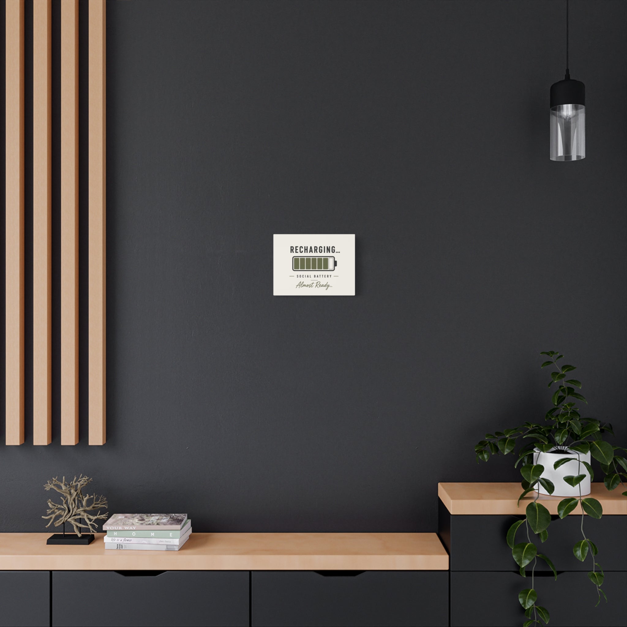 Recharging Social Battery Canvas Wall Art | Minimalist Neutral Wall Décor | STATIC CLUB