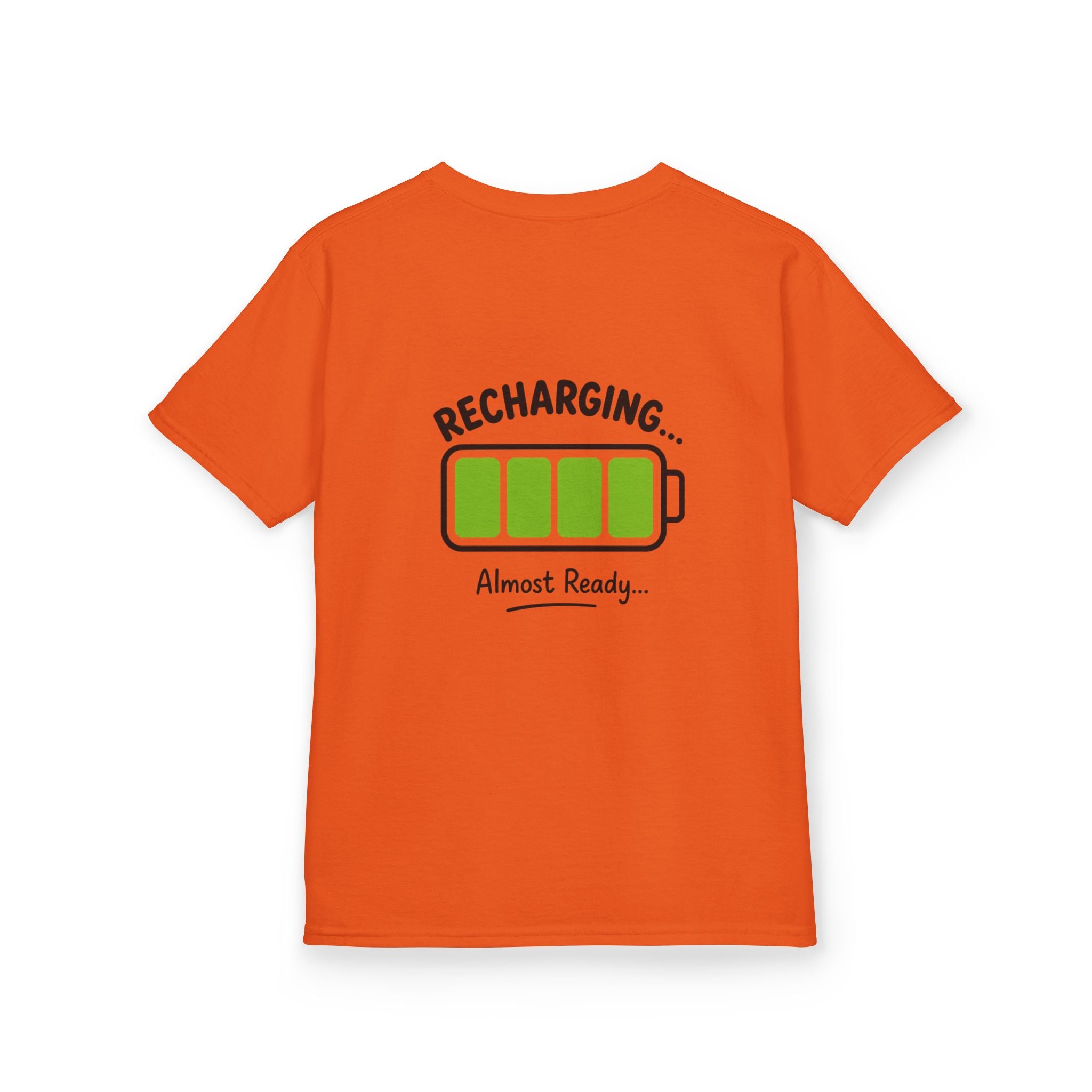 Kids T-Shirt – "Recharging... Almost Ready" Battery Graphic