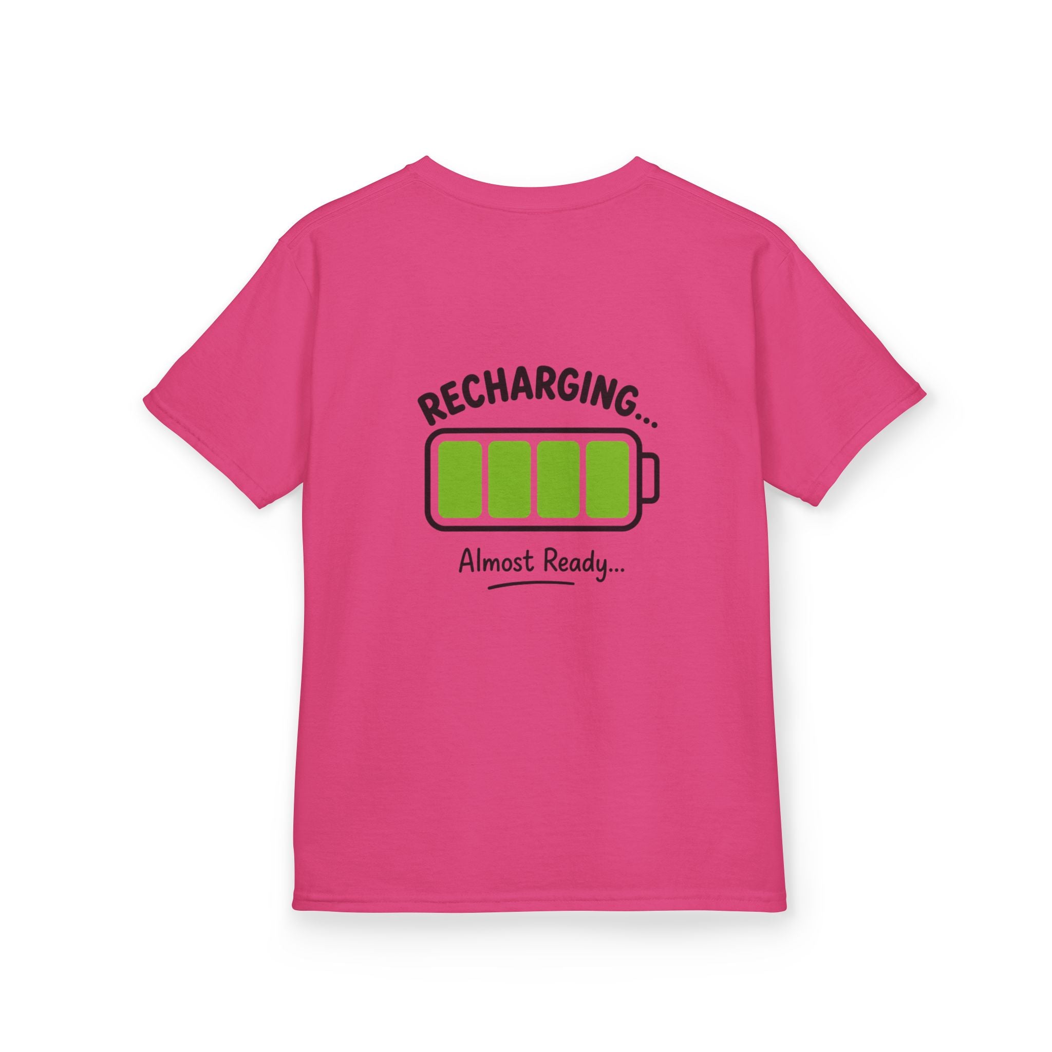 Kids T-Shirt – "Recharging... Almost Ready" Battery Graphic