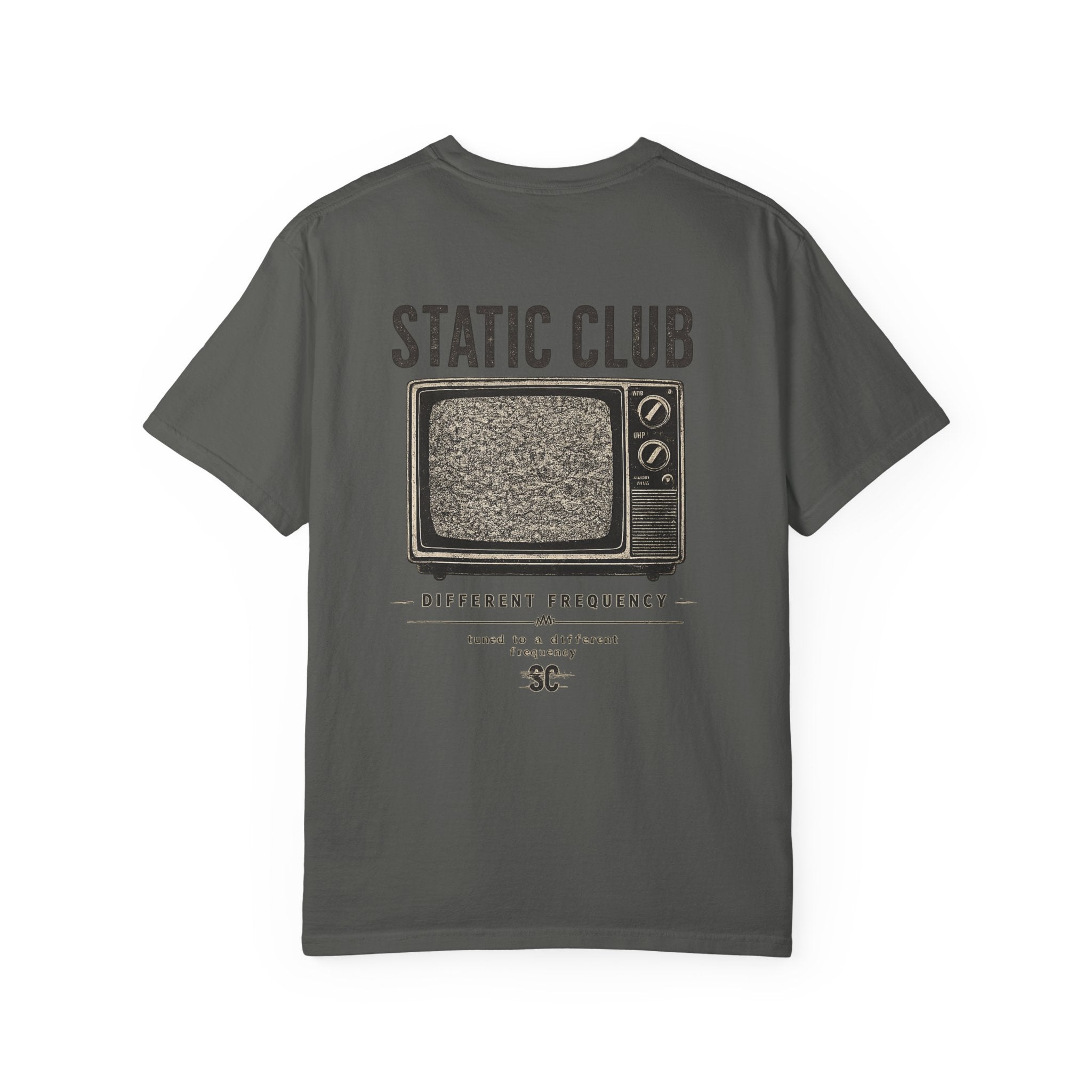 Static Club Vintage TV Screen T-Shirt | Retro Noise Graphic