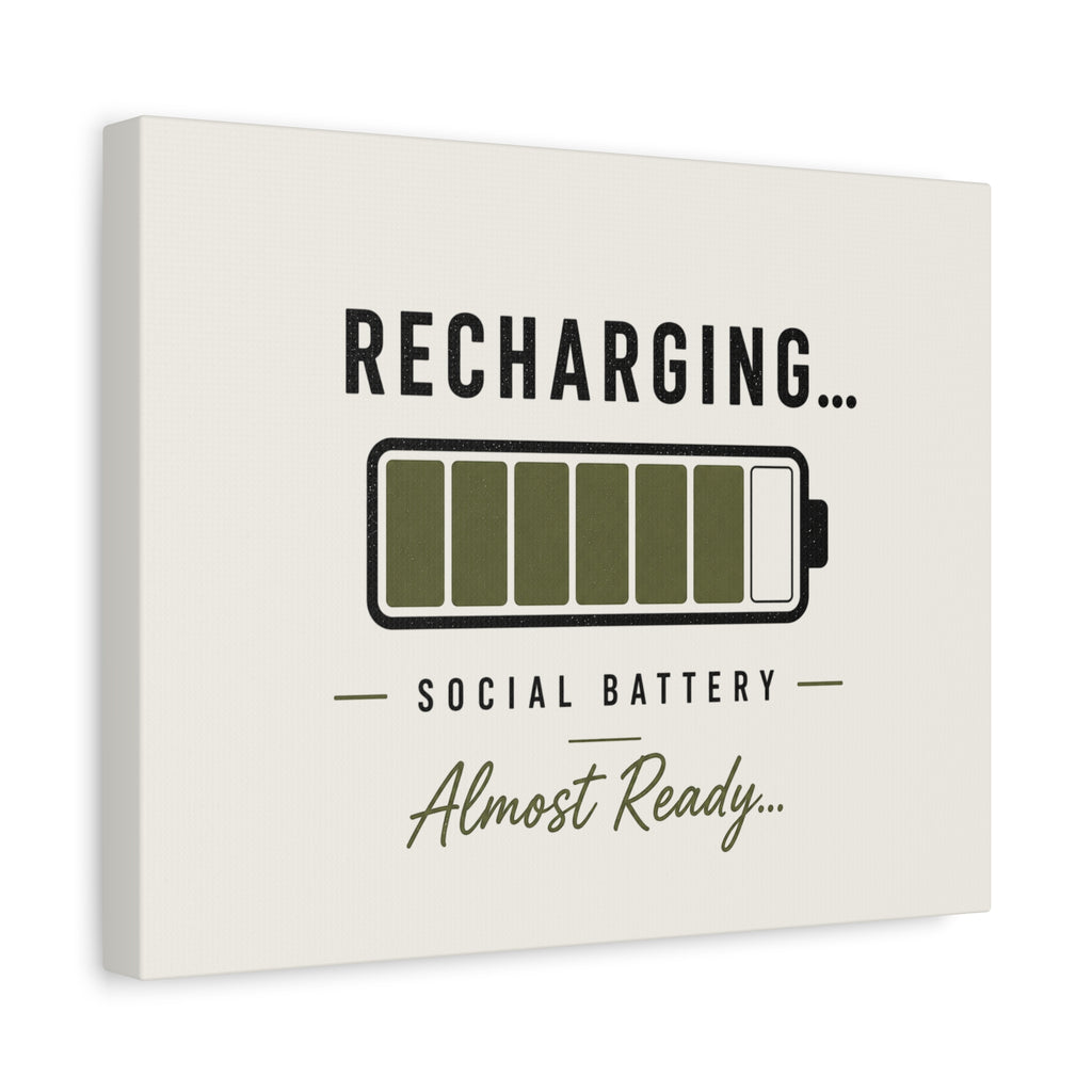 Recharging Social Battery Canvas Wall Art | Minimalist Neutral Wall Décor | STATIC CLUB