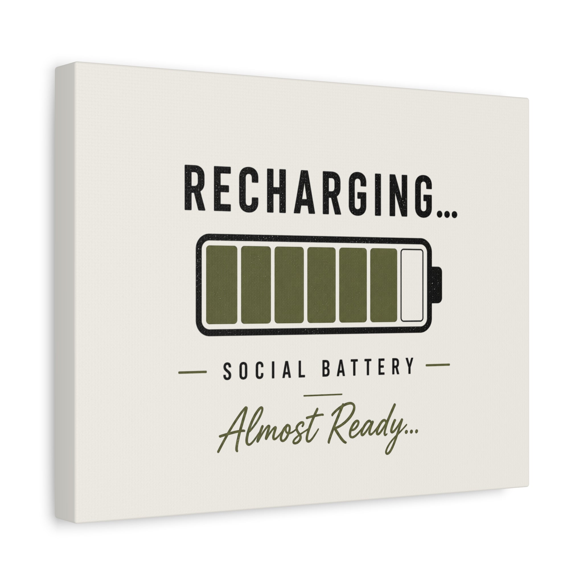 Recharging Social Battery Canvas Wall Art | Minimalist Neutral Wall Décor | STATIC CLUB