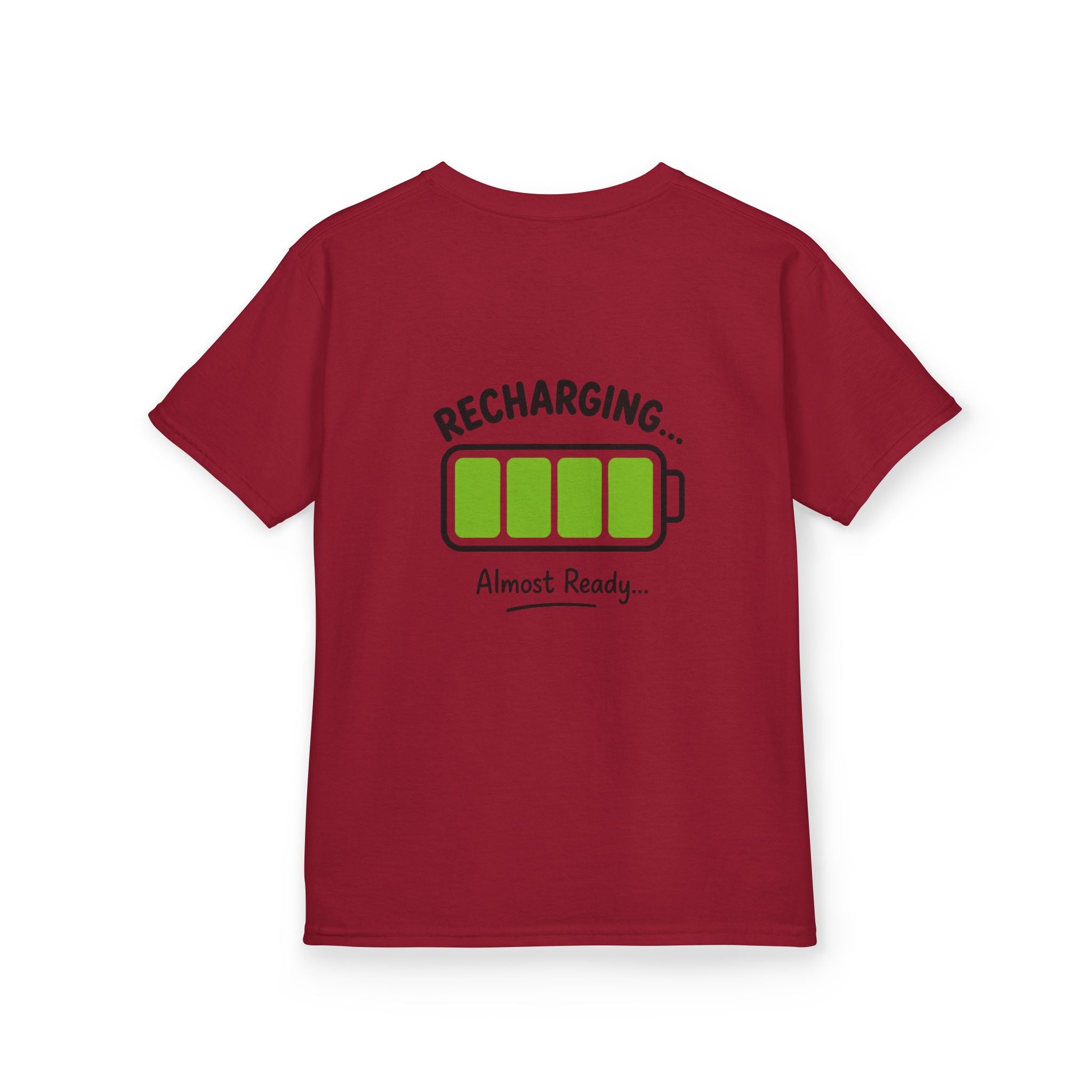 Kids T-Shirt – "Recharging... Almost Ready" Battery Graphic