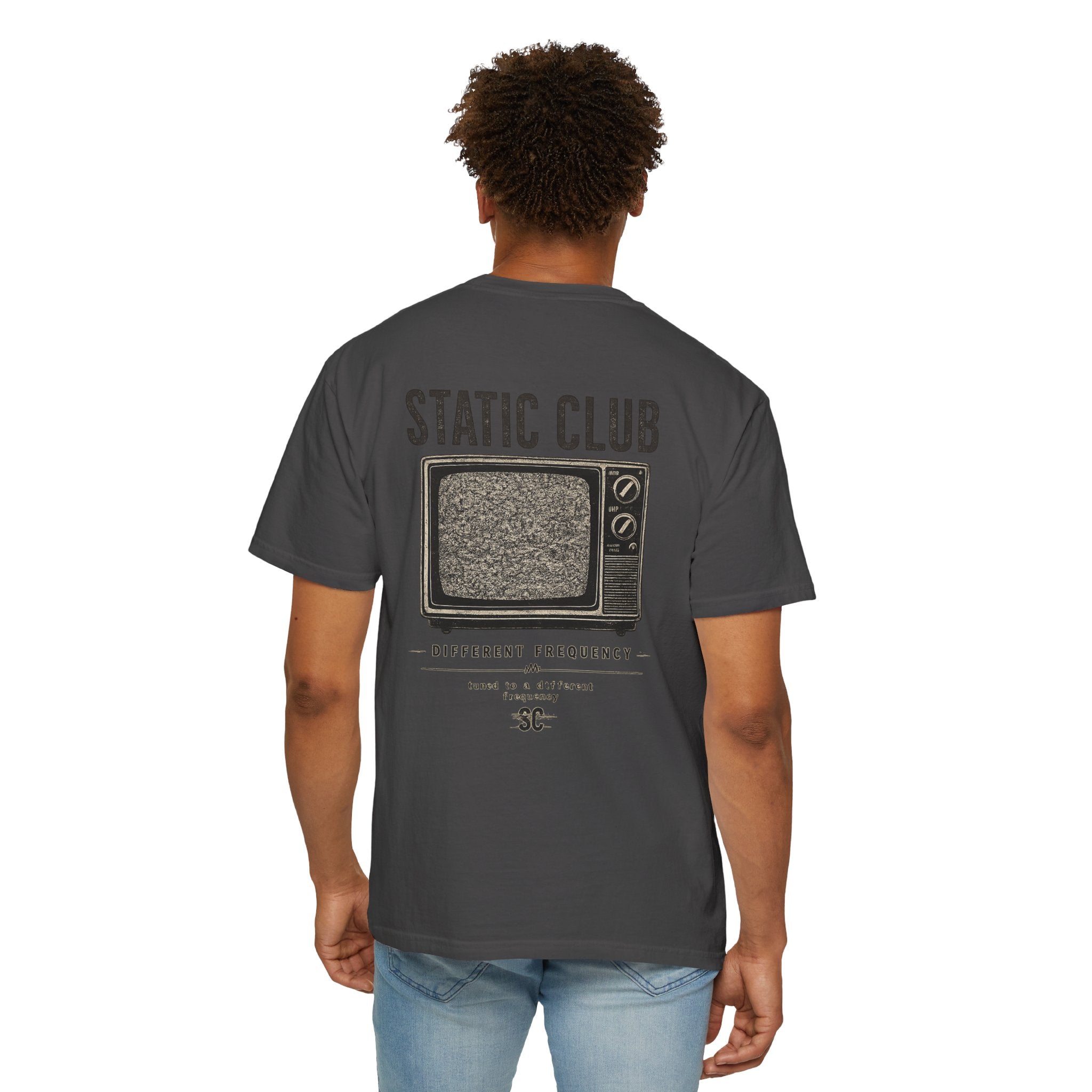 Static Club Vintage TV Screen T-Shirt | Retro Noise Graphic