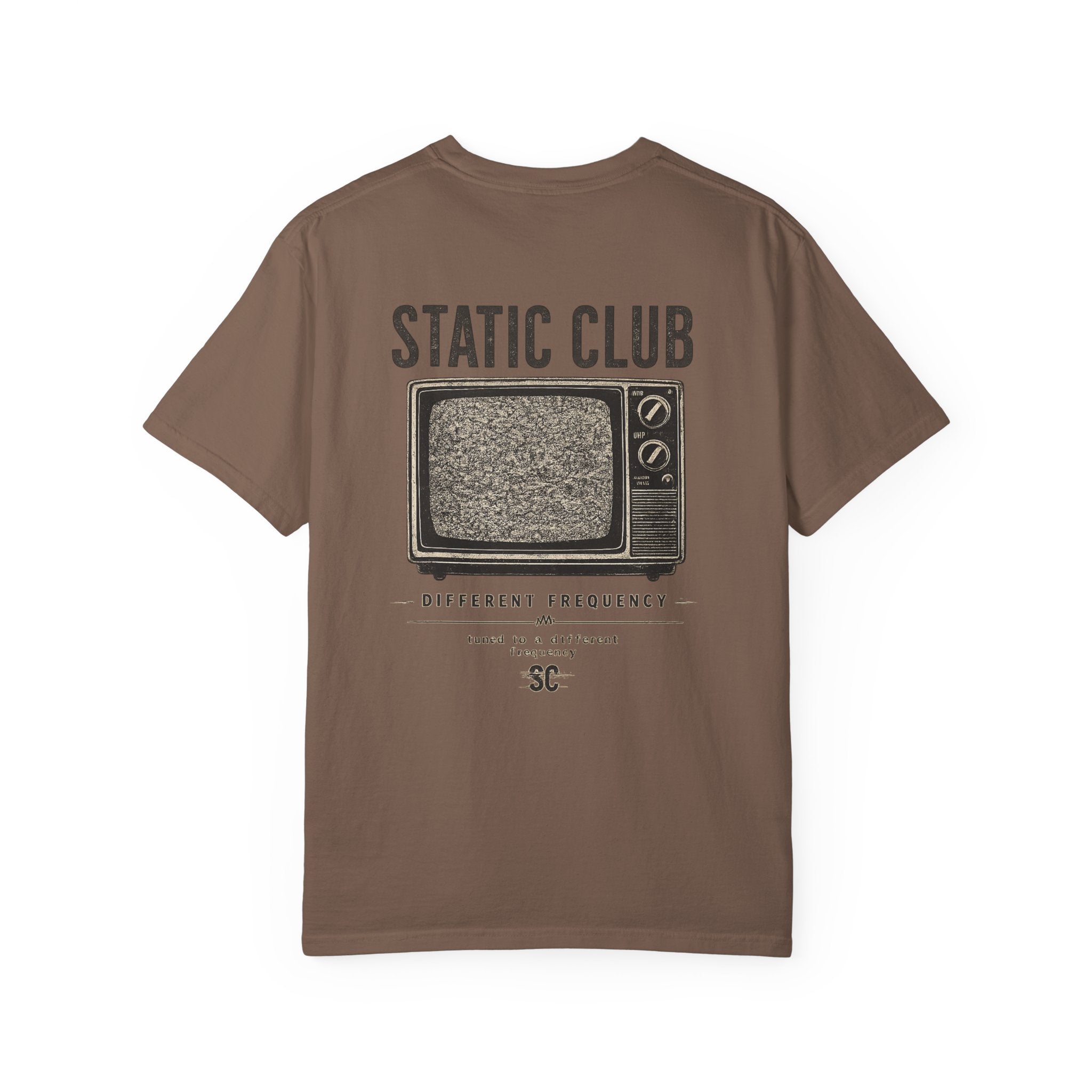 Static Club Vintage TV Screen T-Shirt | Retro Noise Graphic