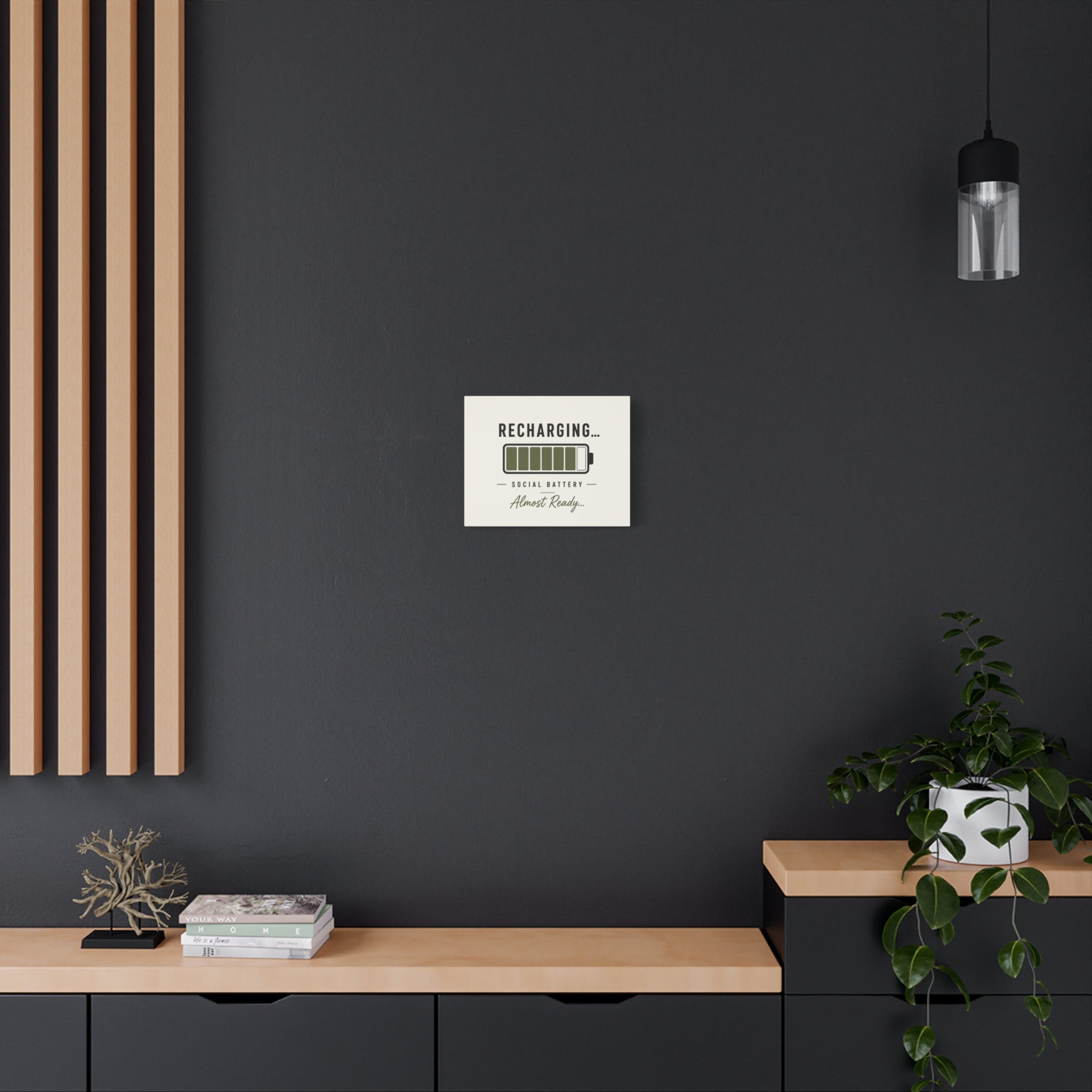 Recharging Social Battery Canvas Wall Art | Minimalist Neutral Wall Décor | STATIC CLUB